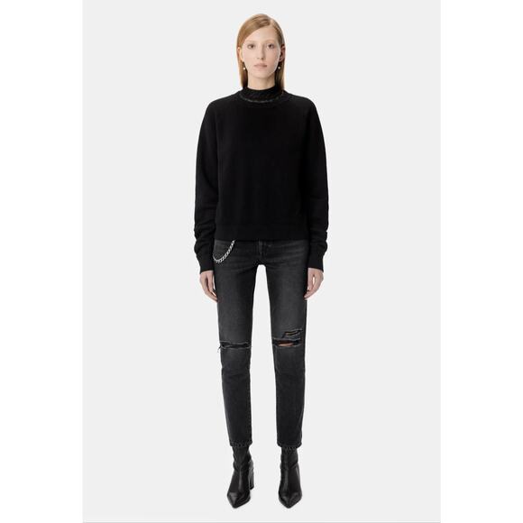 NEW John Elliott Boyfriend Charlotte High Waist Slim Sonic Black Distressed Jean - Picture 9 of 9